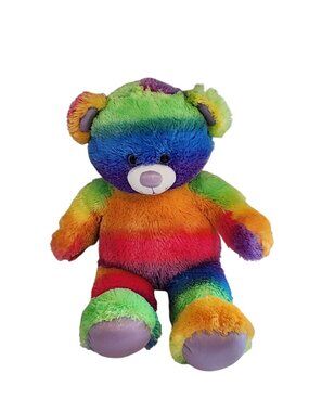 Build-A-Bear Workshop Rainbow Glitter Teddy Bear plush. 
